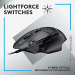 Logitech G G502 X Wired Gaming Mouse - LIGHTFORCE hybrid optical-mechanical primary switches, HERO 25K gaming sensor, compatible with PC - macOS/Windows - Black - Image 7